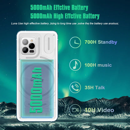 Unihertz Luna 8GB+256GB 5000mAh NFC Phones 4G Android 12 108MP Night Vision Camera CellPhone With Rhythm Ambient Light