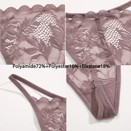 FINETOO 6PCS/Set Lace Thong Female Bikini Lady Intimates S-XL Women Seamless Panties Sexy Girl's Underwear Transparent Briefs