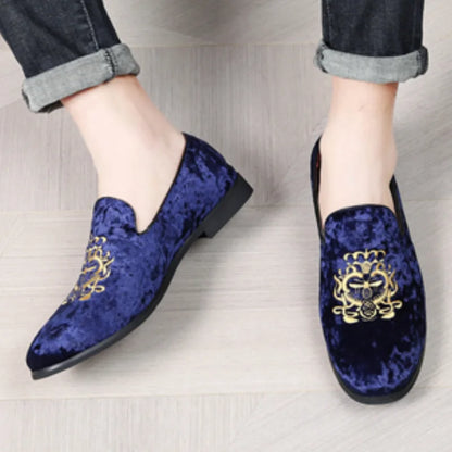 Luxury Suede Leather Shoes Men Big Size Wedding Dress Shoes designer Embroidery Loafers High Quality Oxford Men Flat Party Shoes