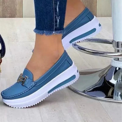 Women Leather PU Waterproof Fashion Round Toe Sneakers Woman Daily Casual Shallow Mouth Slip-on Walking Female Vulcanized Shoes