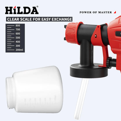 HILDA 800ML Electric Spray Gun High Power Tools Paint Sprayer Auto Household Red Electric Spray Gun