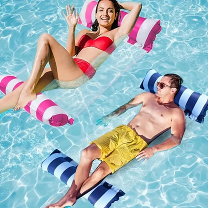 Inflatable Float Hammock floaties for adults Perfect for Poolside Lounging Swimming Pool Loungers Beds Foldable Striped Parties