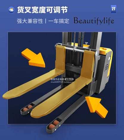 Electric Forklift Small Station Drive Walking Hydraulic Raising Loading Truck Lifting Truck Stacker