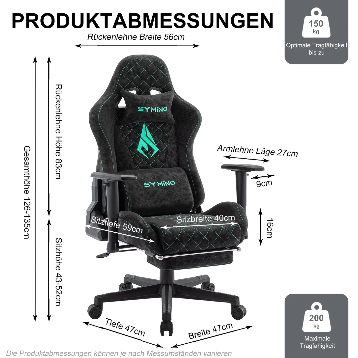 Symino Gaming Chair with Footrest, Racing Chair Design PC Chair, Vintage PU Leather, Ergonomic Office Chair