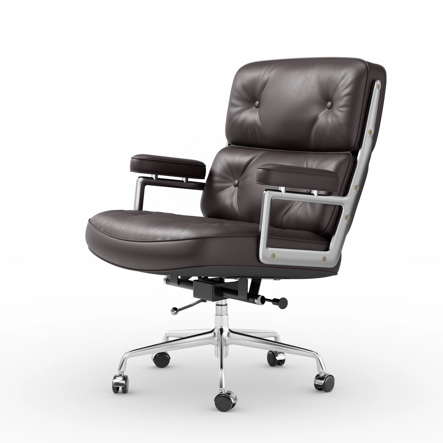 Mid Back Genuine Leather Office Executive Desk Chair With Thickened Backrest and Ergonomic Swivel Computer Chair