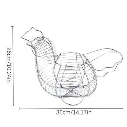 Homewares Chicken Hen Shaped Egg Collection Storage Wire Basket Farmhouse Style Organization