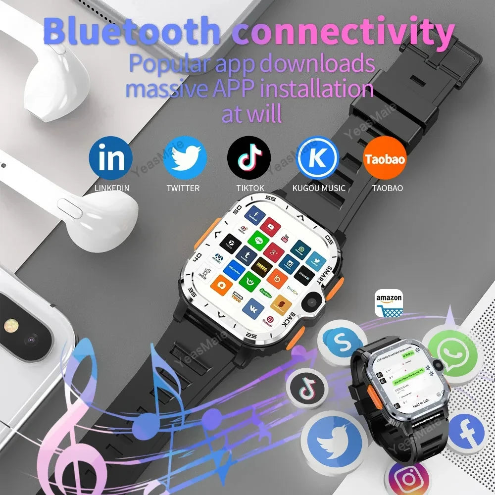 PGD SmartWatch 4G LTE GPS Wifi SIM Card NFC Dual Camera Rugged 16/64G ROM Storage Google Play Heart Rate Android Smart Watch Men