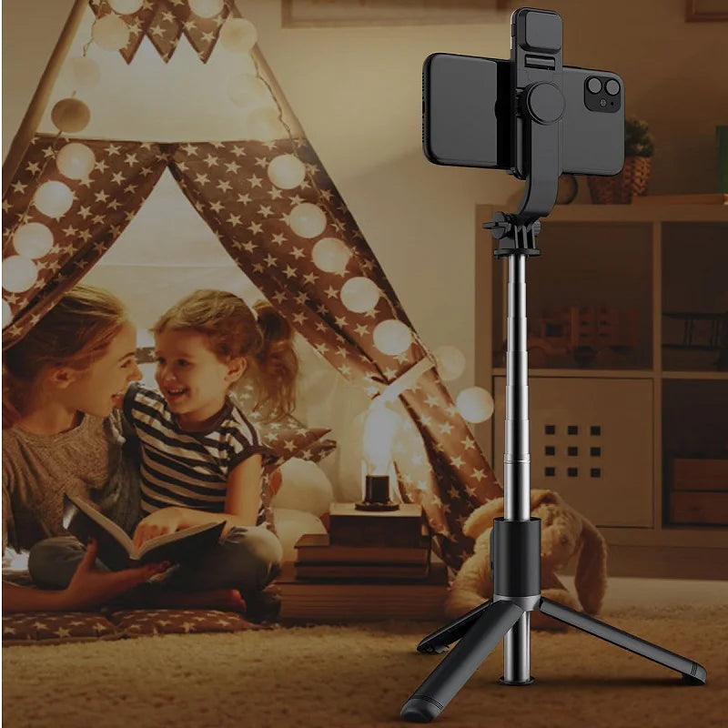 Portable Wireless Bluetooth Selfie Stick Remote Shutter Tripod with Fill Light 360-Degree Rotation for Tiktok Live Broadcasting