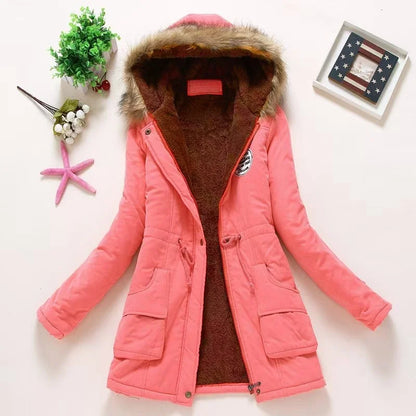 Casual All-Match Winter Jacket Women New In Coat Fleece Warm Elegant Multicolor Padded Jacket Slim Drawstring Outdoor Hooded Top