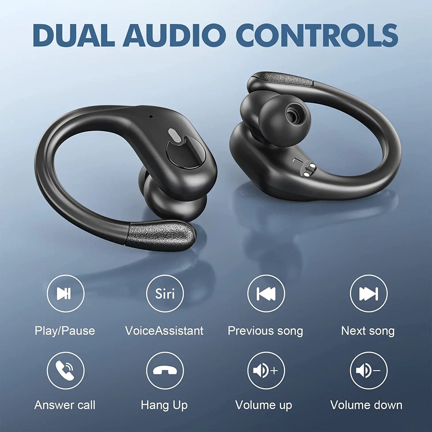 True Wireless Bluetooth 5.3 Headphones Sports Earphones TWS Waterproof Headset Power Display Noise Reduction Earbuds with HD Mic