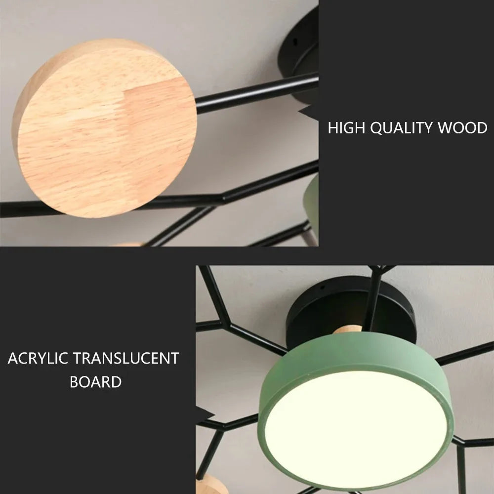 IRALAN Modern Ceiling pendant lamp three-color dimming macaron color ceiling pendant chandelier Lamps for room kitchen office