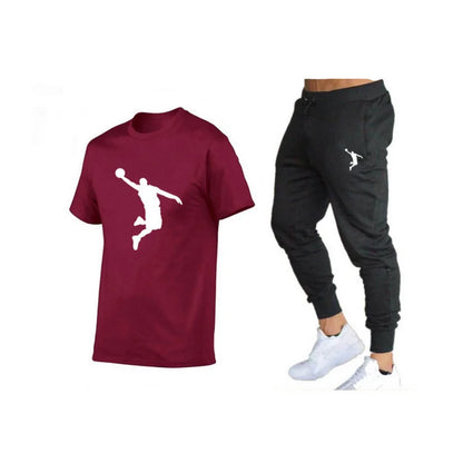 Casual Brand Men's Fitness Jogger T-Shirt and Pants Set Hip Hop Style Summer Tracksuit for Hip Hop Fashion Lovers