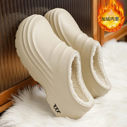 2024New Fashion Cotton Slippers Men Winter Warm Home Cotton Shoes Waterproof Garden Shoes Indoor Slip on Concise Shoes