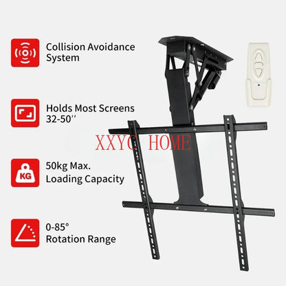 Motorized Electric Ceiling TV Lift Drop Down Flip Fold Down with Motor from the Hidden Ceiling TV Mount Bracket Remote Control