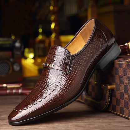 Leather Shoes Mens PU Luxury Crocodile Pattern Men Business Dress Shoes Casual Social Shoe Male Wedding Footwear Zapatos Hombre