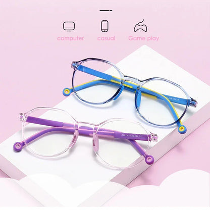 Anti Blue Light Glasses for Kids TR90 Round Optical Medical Glasses Frames Children Computer Eyeglasses