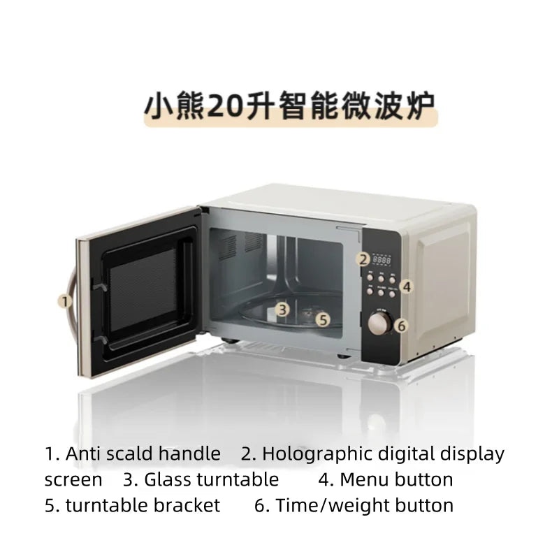 220V Bear 20L Mini Smart Multi-Function Turntable Heating Microwave Oven for Home Use 전자랜지 Forno A Microonde