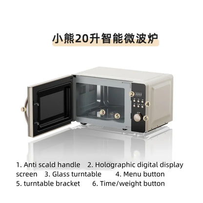 220V Bear 20L Mini Smart Multi-Function Turntable Heating Microwave Oven for Home Use 전자랜지 Forno A Microonde