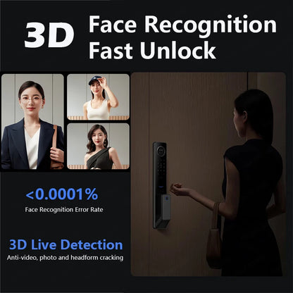 2023 NEW RAYKUBE T400 Full-auto Advanced TT Lock 3D Face Recognition Smart Door Lock Digital Fingerprint Electronic Door Lock