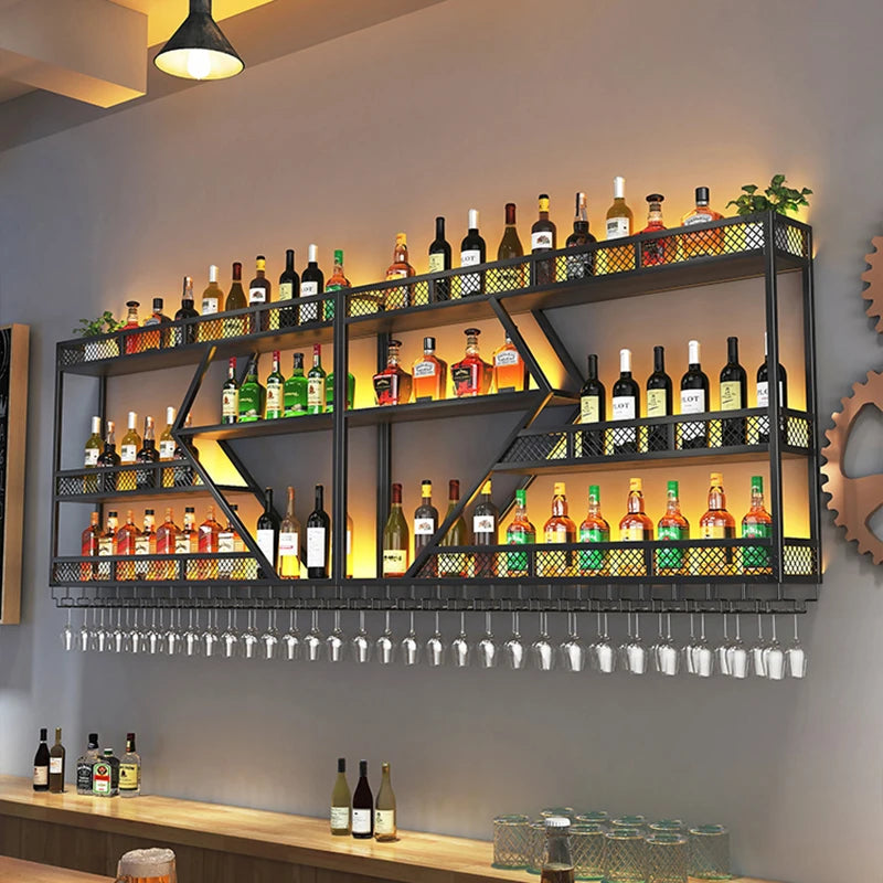 Wall Mounted Modern Bar Cabinet Metal Kitchen Restaurant Cellar Wine Cabinets Buffet Cocktail Mueble Para Vino Bar Furniture