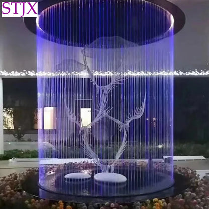 Customized pull wire water curtain digital water curtain wall waterfall screen water curtain landscape fiber optic waterscape