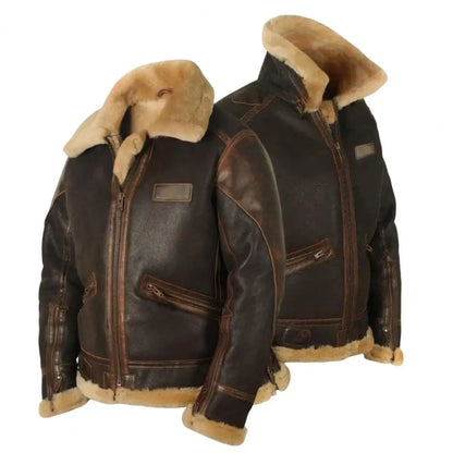 Men Jacket Plush Lining Fur Collar Men's Leather Jackets Thickened Windproof PLush Warm Winter Coat PU Jacket Biker Leather Coat