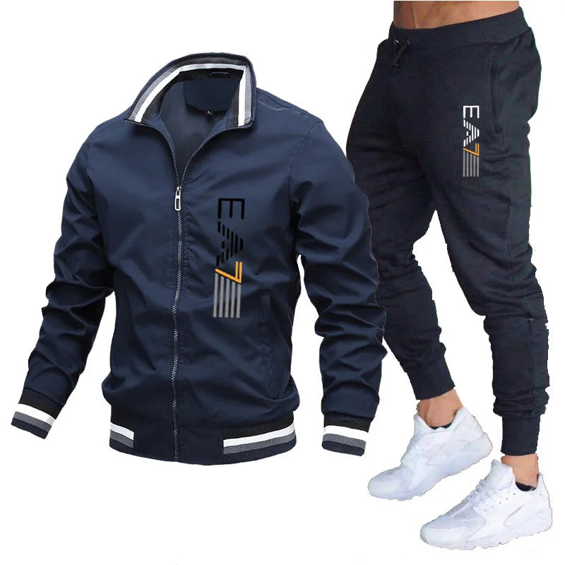 Men's Athletic Windproof Sportswear Set, Jacket And Pants, Gym Suit, Active co ord set,Casual Jogging tracksuit Set