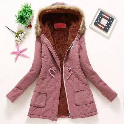 Casual All-Match Winter Jacket Women New In Coat Fleece Warm Elegant Multicolor Padded Jacket Slim Drawstring Outdoor Hooded Top