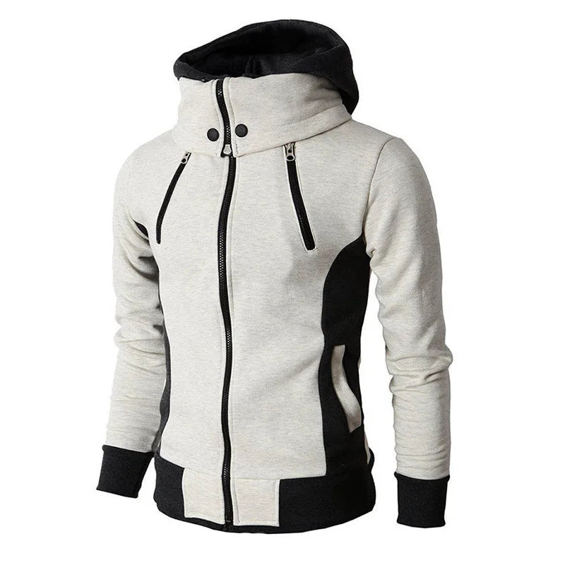 2022 Zipper Men Jackets Autumn Winter Casual Fleece Coats Bomber Jacket Scarf Collar Fashion Hooded Male Outwear Slim Fit Hoody