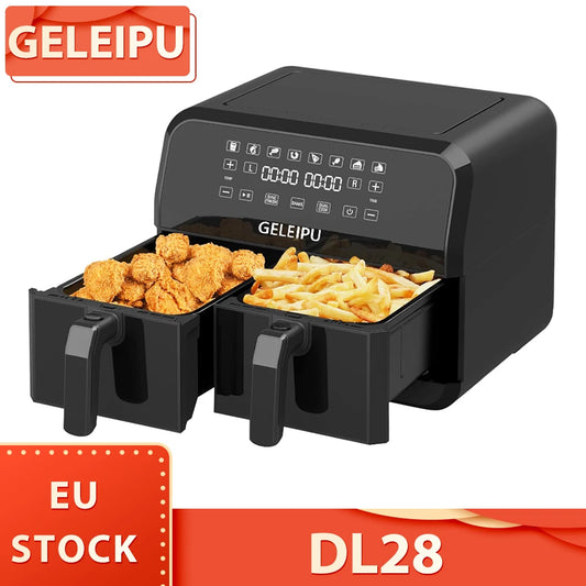 GELEIPU DL28 8 Quarts Air Fryer, 8 Cooking Presets, Dual Nonstick & Dishwasher-safe Basket, 5mins Auto Off, 1700W Power, Bake