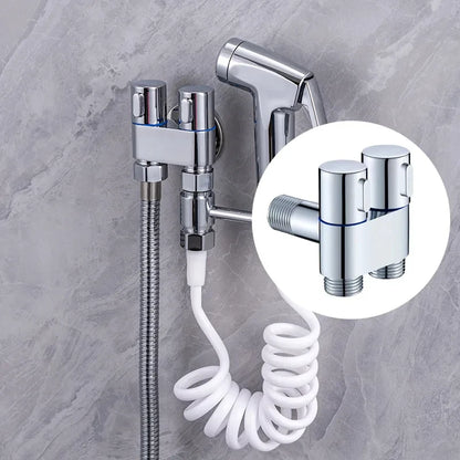 Zinc Alloy Angle Valve Wall Mount Toilet Bidet Sprayer Set One In Two Out Water Cleaning Sprayer for Bathroom Toilet Accessories