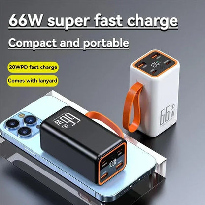 Mini Fast Charging Power Bank, 20W Bidirectional, 30000mAh, 66W, Compact and Suitable for iPhone and Android Mobile Power Supply