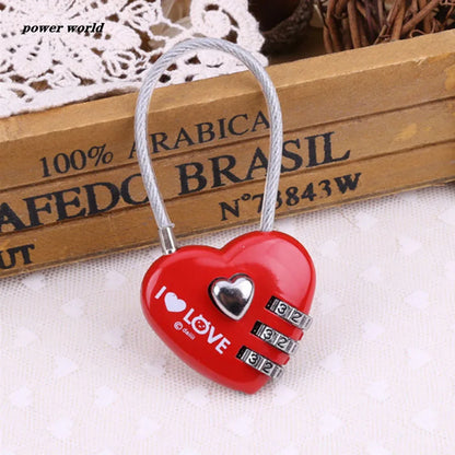 Combination Lock Zinc Alloy Steel Wire Rope Combination Lock Mini Love Heart-shaped Password Padlock Travel Luggage Bag