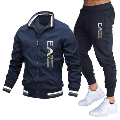 Men's Athletic Windproof Sportswear Set, Jacket And Pants, Gym Suit, Active co ord set,Casual Jogging tracksuit Set