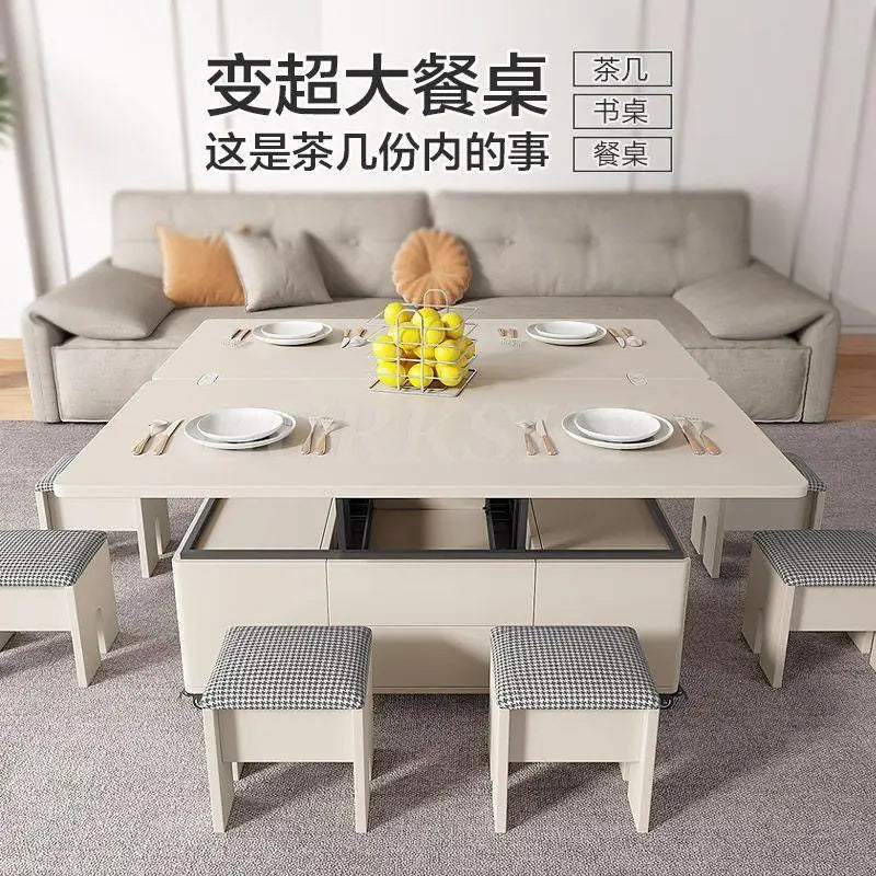 Dining Table Set Luxury Foldable Lifting Table Multifunctional Coffee Table For Living Room Home Furniture Restaurant Tables