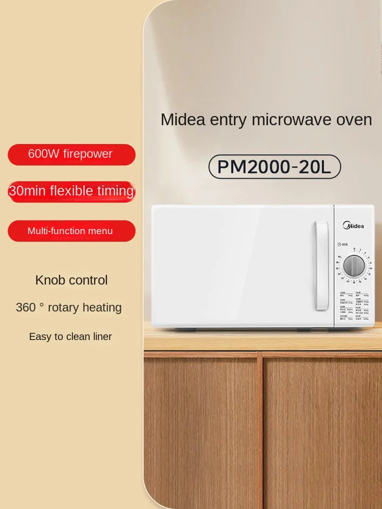 Midea 220V Microwave Oven Household Kitchen Home Appliances Small Sterilization Multifunctional Turntable Mechanical Knob