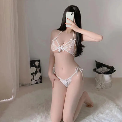 2024 New Sujetadores Sexys Two Piece Underwear Set 2 Pieces Transparent Women's Lace Panties Erotic Beautiful Bra And Thong Set