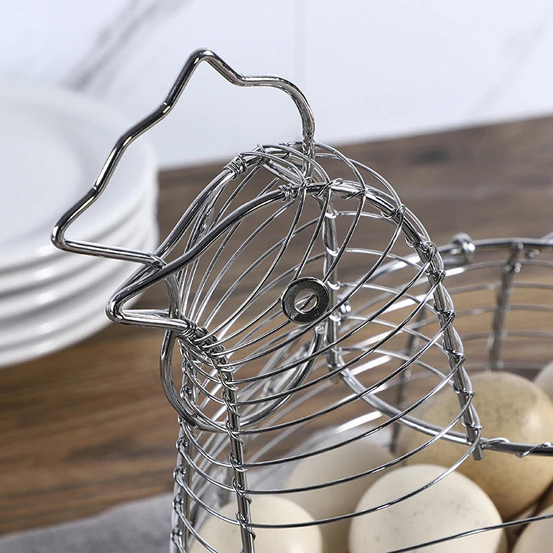 Homewares Chicken Hen Shaped Egg Collection Storage Wire Basket Farmhouse Style Organization