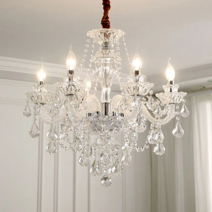 Transparent Crystal Chandelier Luxurious Living Room Dining Room Lamp Household Light Clothing Store Bedroom Lighting Fixtures