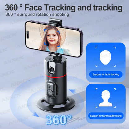 P02 360 Rotation Gimbal Stabilizer, Follow-up Selfie Desktop Face Tracking Gimbal for Tiktok Smartphone Live,with Remote Shutter