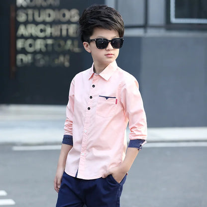 2023 Teenager Kids Boys Clothes Children Shirts Fashion School Casual Tops Cotton Boys Shirts 5 6 7 8 9 10 11 12 13 14 15 Years