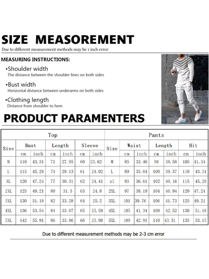 Autumn Men's Sportswear Suit Mens Long-sleeved T-shirt Long Pants Suit Retro Quilted Print Casual Street Tops Two-piece Clothing