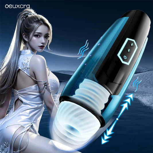 Telescopic Automatic Male Masturbator Cup Real Pussy Self Sex Toys for Men Vagina Masturbation Machine Penis Blowjob Adult Goods