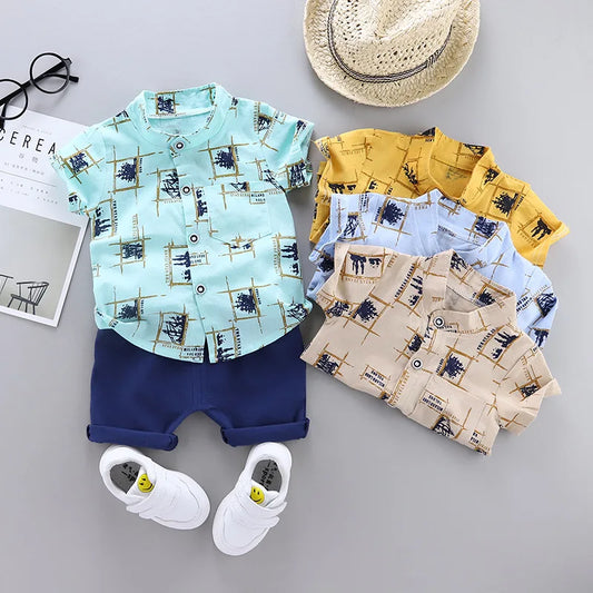 Summer newborn baby boy clothes outfits sets shirt+shorts suits for infant boys clothing baby 1 year birthday coats sets