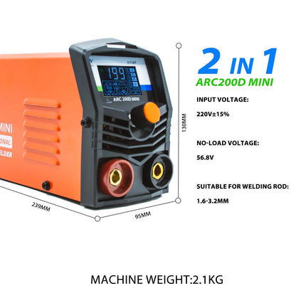 HITBOX MINI Welding Machine  2 in 1 MMA&LIFT TIG 200A LCD Digital Display Inverter Soldering Iron/Hot Start, Arc Force