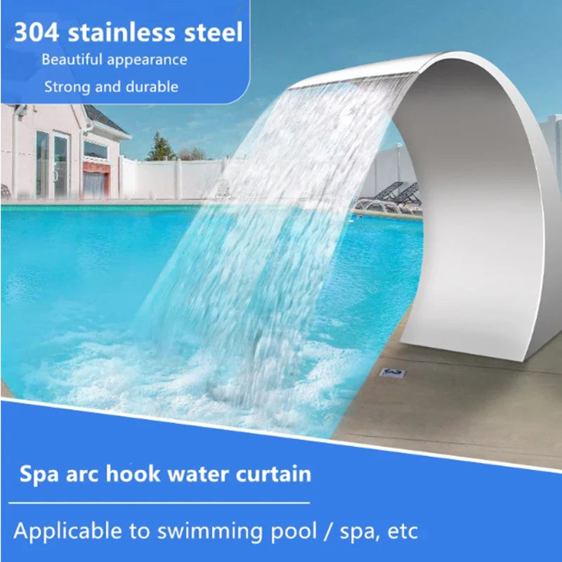 Garden Pool Waterfall 40x20cm Stainless Steel Swimming Pool Fountain Bathtub Hot Spring Hardware Faucet