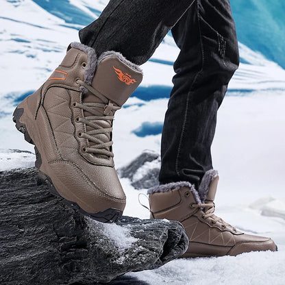 Winter Snow Boots For Man Fast Shipping Outdoor Hiking Boots Waterproof Pu Leather Sneakers Men Climbing Casual Shoes Size39-48