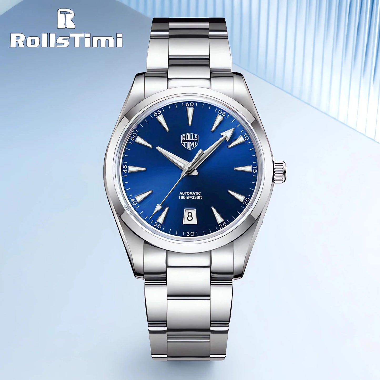 Roollstimi New Men's Mechanical Watches NH35A Luxury Automatic Watch For Men AR Coating Sapphire 10Bar BGW9 Luminous Wristwatch