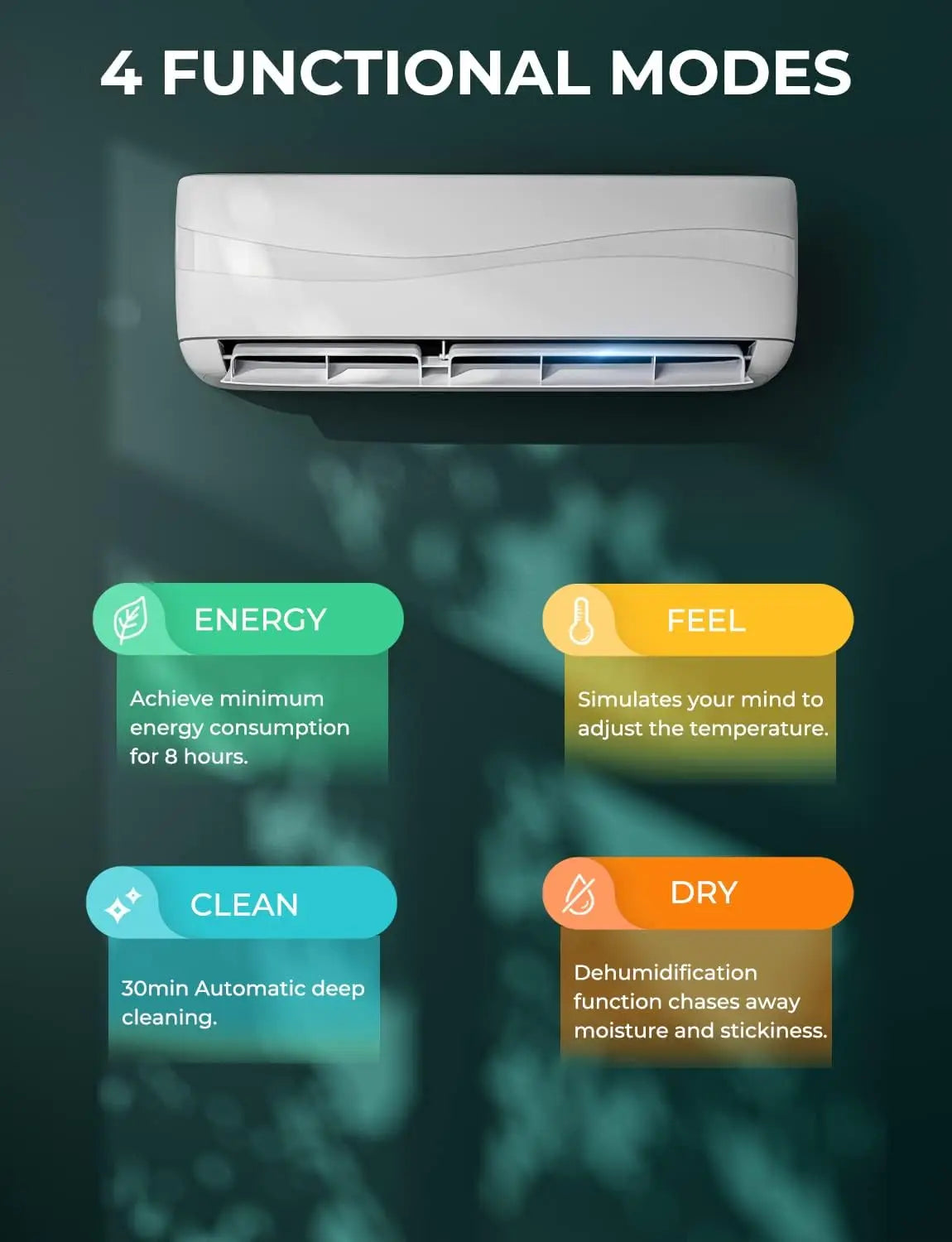 Wall Mounted Mini Split Air Conditioner 9000Btu 12000 Btu 24000Btu  Inverter Air Conditioning Ductless AC Unit