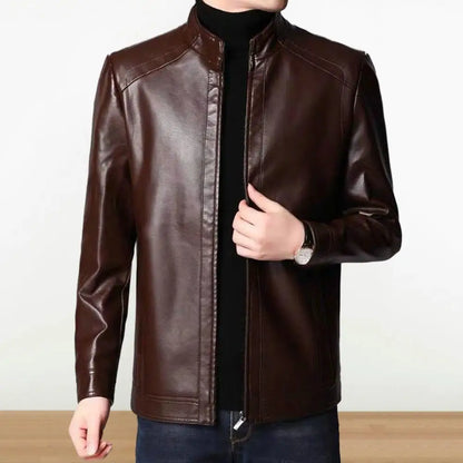 Men Leather Suit Jacket Slim Blazer Pu Coat Fashion Leather Jacket Streetwear Casual Blazer Jackets Male Outerwear Zipper Coat